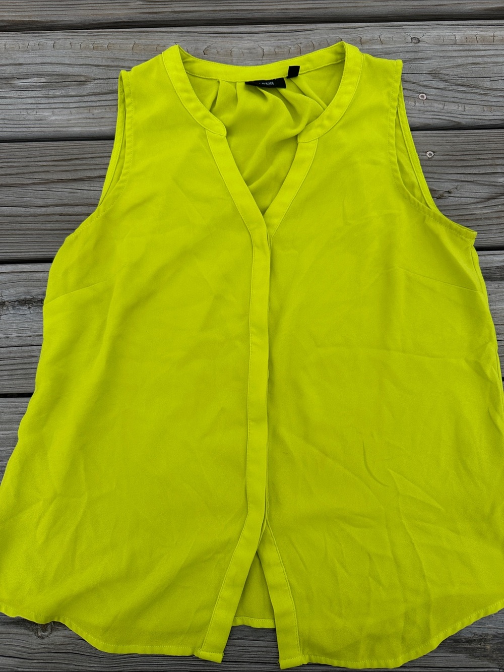 Apt. 9 Sleeveless V-Neck Blouse in Neon Yellow